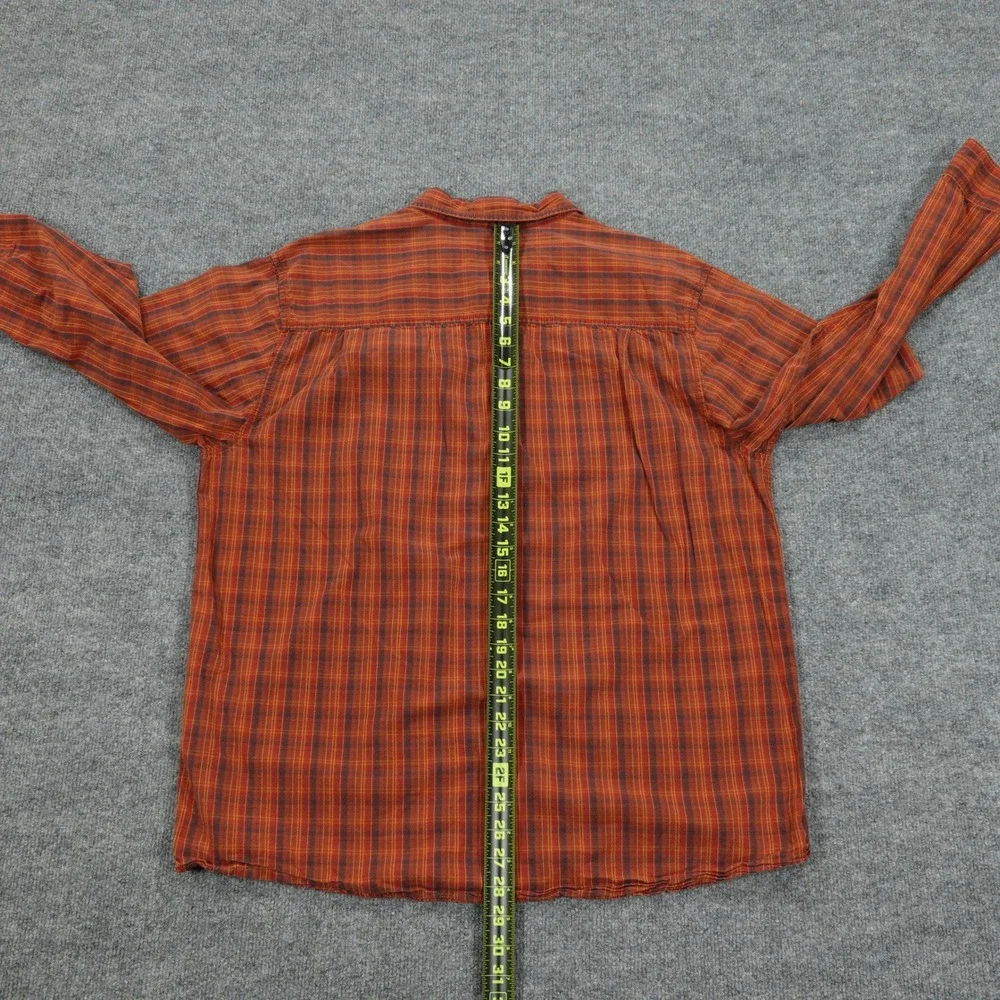 The North Face Shirt Mens XL Orange Plaid Long Sleeve Button Front Cotton Pocket